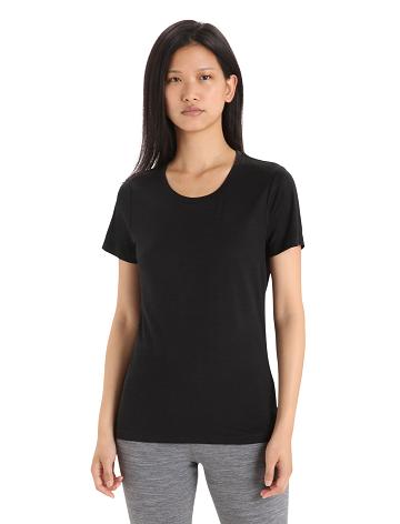 Dámské Tričko Icebreaker Merino Tech Lite II Krátké Sleeve Černé | CZ 1367QMAZ